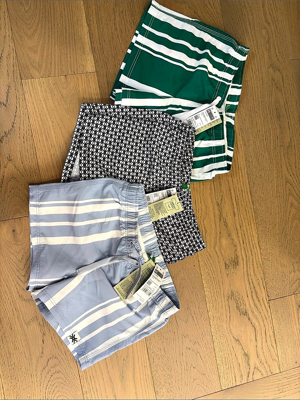 Benetton Boys Swim Trunks 3-Pack Green & Blue Size Medium NWT